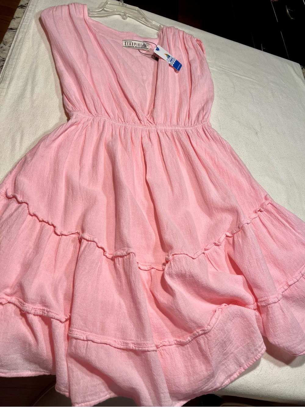 NEW Pink Peruvian Cotton Mini Dress/Beach Cover by Seaspice Size L - Picture 8 of 12